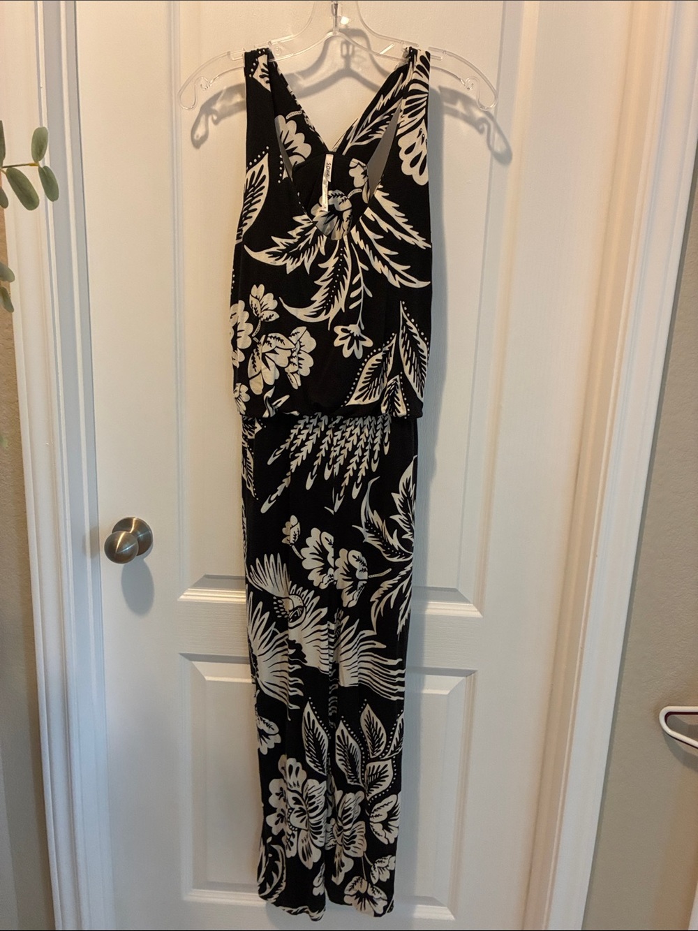 Soma Black and White Floral Sleeveless Jumpsuit
